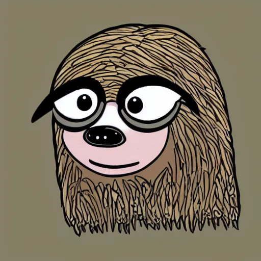 Prompt: stoned sloth, cartoon, animation, drawing, detailed