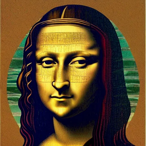 Image similar to monalisa in the style of jeffrey smith, in the style of jeffrey smith, in the style of jeffrey smith, in the style of jeffrey smith