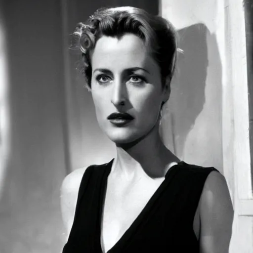 Prompt: Gillian Anderson in Casablanca (1942)