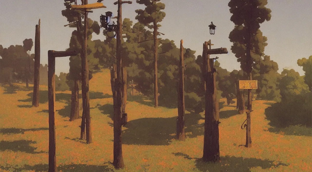 Prompt: single! flooded simple wooden pole, very coherent and colorful high contrast!! masterpiece by rene magritte simon stalenhag carl spitzweg syd mead norman rockwell edward hopper james gilleard, minimalist, dark shadows, sunny day, hard lighting