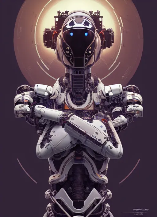 Image similar to symmetry!! portrait of a robot astronaut, floral! horizon zero dawn machine, intricate, elegant, highly detailed, digital painting, artstation, concept art, smooth, sharp focus, illustration, art by artgerm and greg rutkowski and alphonse mucha, 8 k