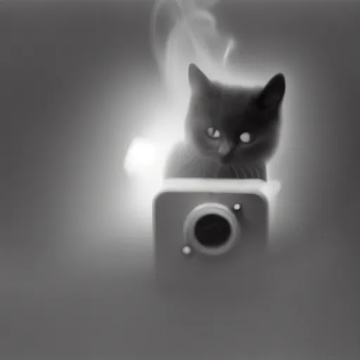 Image similar to cat and smoke, x ray, thermal imaging camera