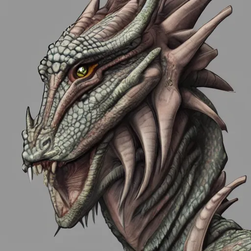 Image similar to Portrait of a human dragon hybrid concept art by George Stubbs, highly detailed, ultra detailed, ultra realistic, trending on artstation