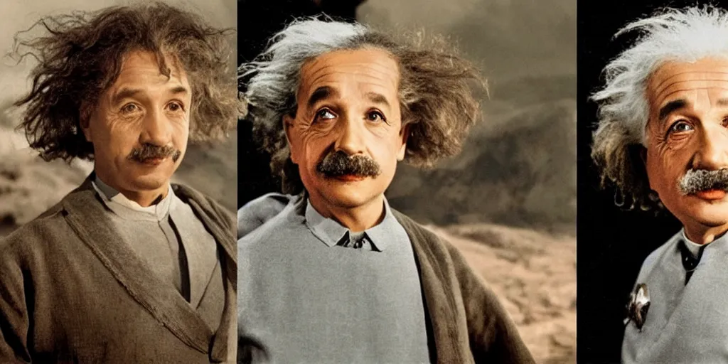 Image similar to Young Albert Einstein and Old Albert Einstein in the new Star Trek movie