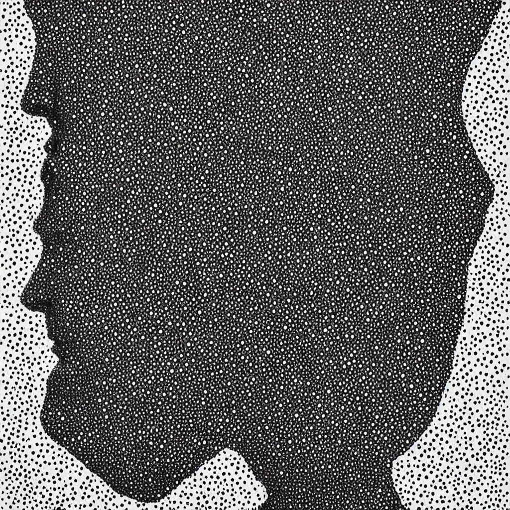 Image similar to face made out of planet, faceless people dark, dots, drip, stipple, pointillism, technical, abstract, minimal, style of francis bacon, asymmetry, pulled apart, cloak, hooded figure, made of dots, abstract, balaclava