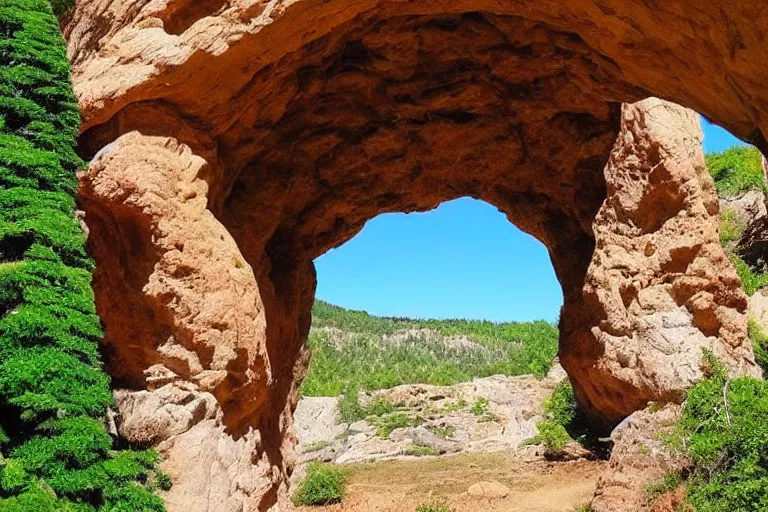 Image similar to 📷 A beautiful looking nature scene seen through an natural arch of stone ✨