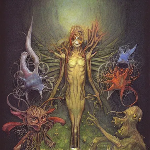 Image similar to stranger organisms, by brian froud