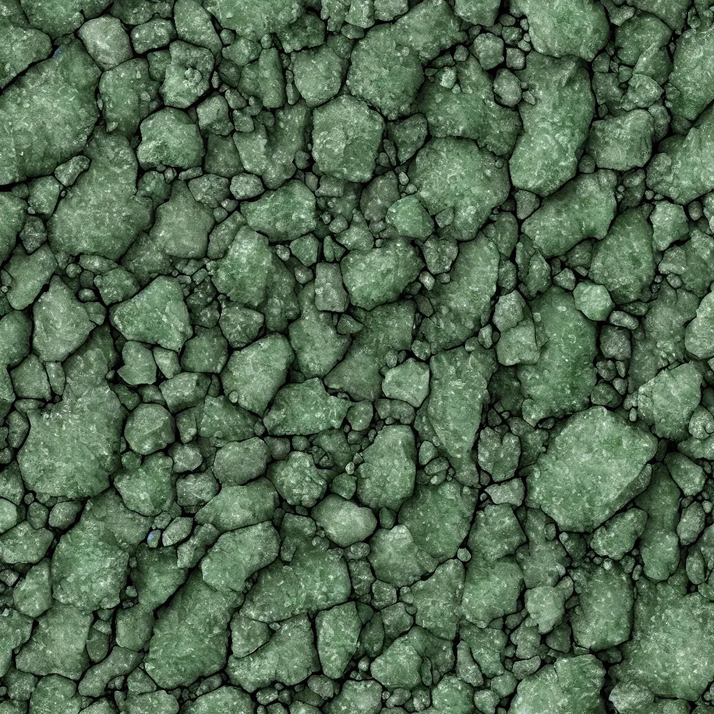 Image similar to long green crystals sticking out of the rock surface, detailed ground terrain albedo texture, flat, 2 d texture, seamless