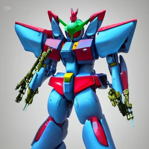 Image similar to realistic waterlilys shaped Gundam with sci-fi weapons and floral inlay, realistic, 8k resolution, digital art