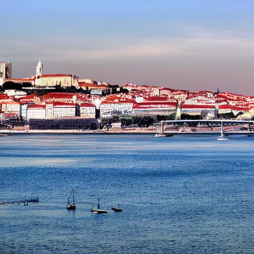 Image similar to lisbon skyline 300 years into the future