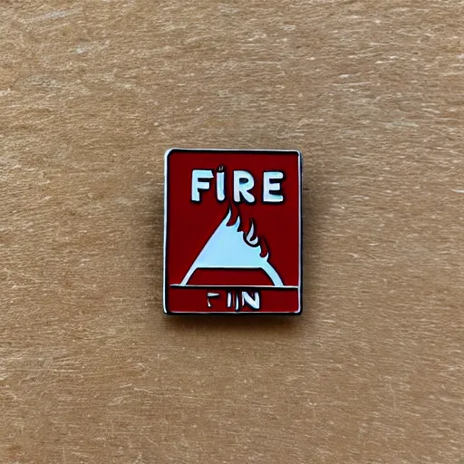 Image similar to retro minimalistic clean fire warning enamel pin