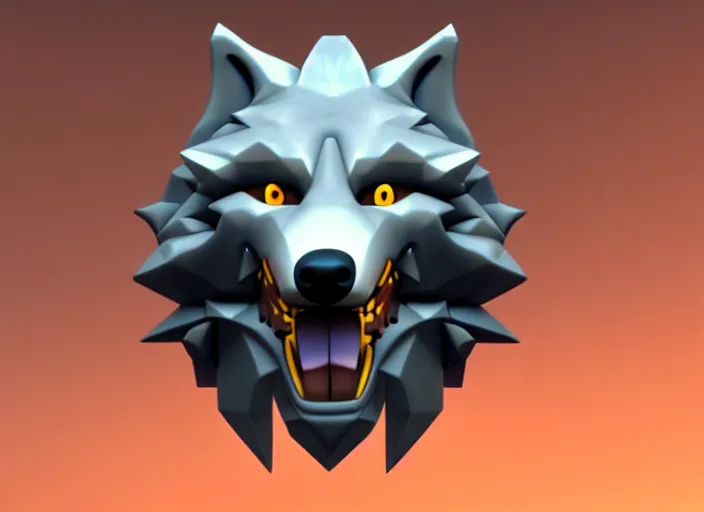 Prompt: wolf head, stylized stl, 3 d render, hearthstone style