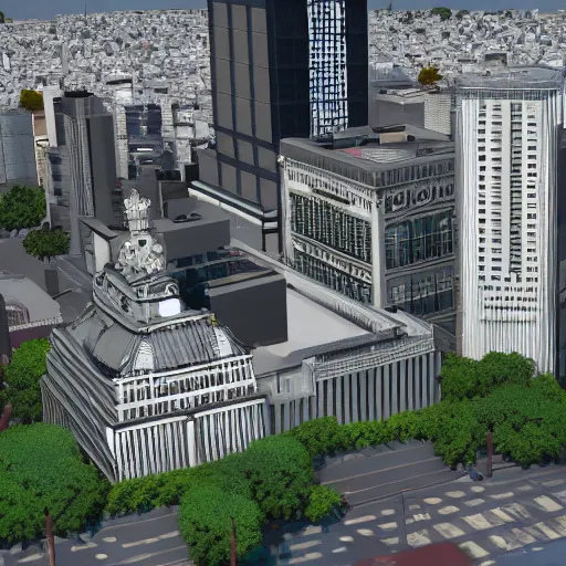 Prompt: a 3D render of buildings of Buenos Aires, highly detailed, in a video game style, 4K image