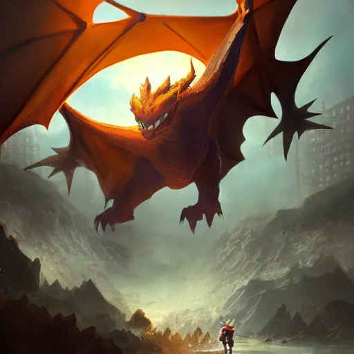 Image similar to pokemon dragon, style game square enix life, trending on artstation, painted by greg rutkowski, render naughty dog, octane render, detailed
