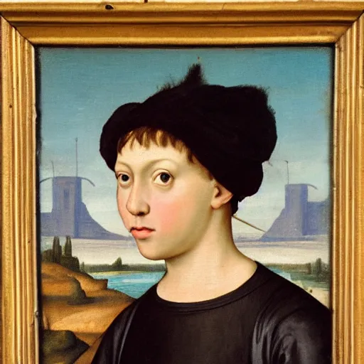 Prompt: a renaissance style portrait painting of Sharkboy