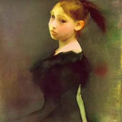 Image similar to Edgar Degas painting of a young beautiful