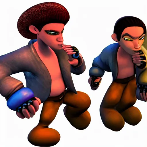 Prompt: character screenshot of ufc sean o'malley in psychonauts, rainbow hair dreadlocks, ps 3 video game, 3 d character render, dream world, 7 2 0 p, cutscene, cartoony designed by scott campbell