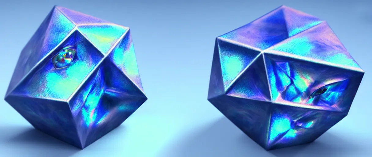 Prompt: hyperrealistic highly detailed Kepler's Platonic solid model sacred iridescent in motion escher dali matte painting dramatic blue lighting wide angle hd 8k sharp shallow depth of field