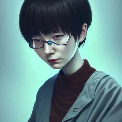 Image similar to portait of serial experiments : lain, sci - fi, intricate, elegant, highly detailed, digital painting, artstation, concept art, smooth, sharp focus, illustration, by bartek fedyczak, erak note, tooth wu, neil richards, kan liu, siwoo kim, jisu choe