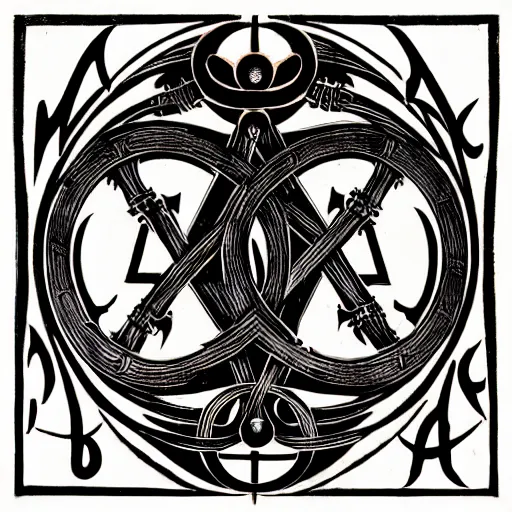 Image similar to masterpiece, symmetrical occult summoning sigil calligraphy by christophe szpajdel, h. r. giger, biomechanical, alchemy, monogram