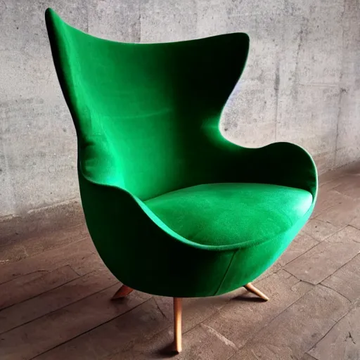 Prompt: an armchair in the shape of an avocado. an armchair imitating an avocado