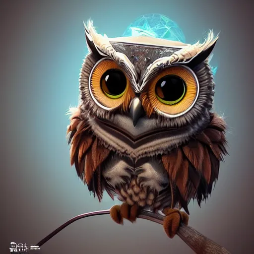 Image similar to thai cute owl, charactor, with big sweet eyes, blue, gothic, steam punk, thai dance suit, hyper detailed, stylistic, symmetrical, 3 d render, photorealitic, 8 k. octane render