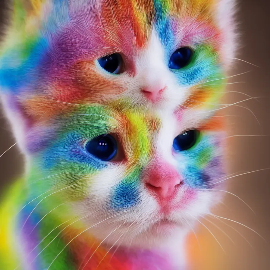 Prompt: a Rainbow kitten, ultra realistic, 8K