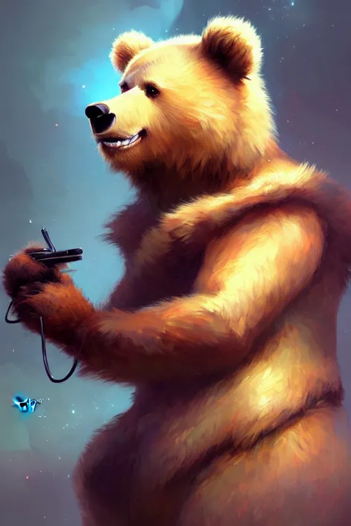 Image similar to cute cartoon bear, sharp focus, illustration, highly detailed, digital painting, concept art, matte, art by wlop and artgerm and greg rutkowski and alphonse mucha, masterpiece