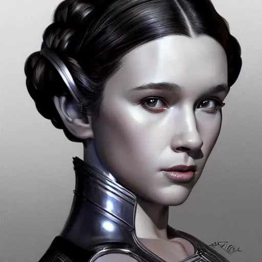 Image similar to ultra realistic illustration, scarlett estevez as princess leia, intricate, elegant, highly detailed, digital painting, artstation, concept art, smooth, sharp focus, illustration, art by artgerm and greg rutkowski and alphonse mucha