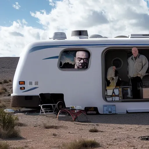 Image similar to the breaking bad rv flying into the deathstar