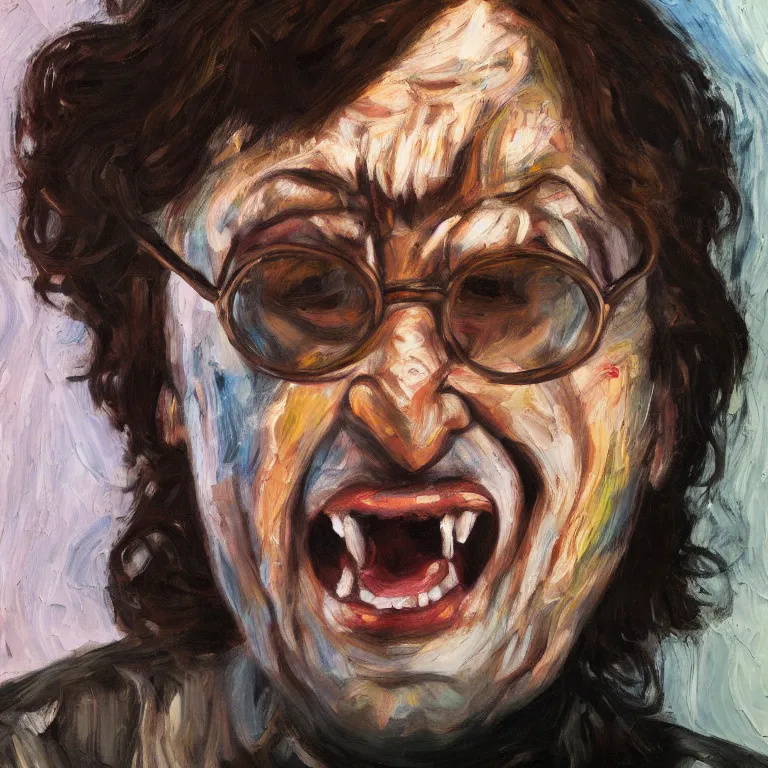 Image similar to warmly lit close up studio portrait of young angry!! screaming John Lennon age 23 furious!, impasto oil painting thick brushstrokes by Lucian Freud and Cy Twombly and Tim Hawkinson , trending on artstation dramatic lighting Expressionism