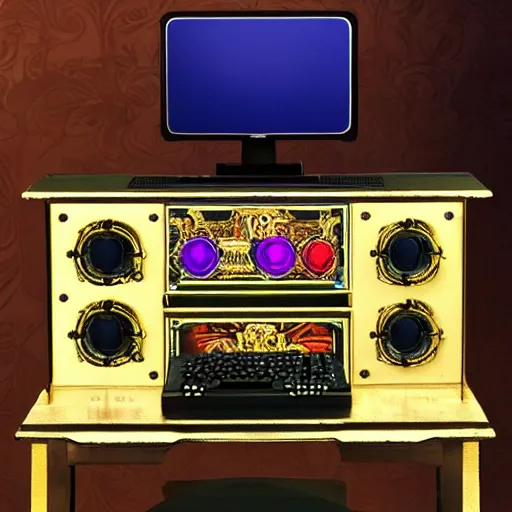 Image similar to baroque rgb gaming computer