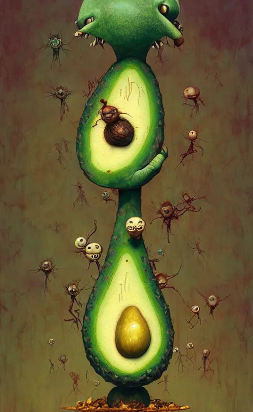 Image similar to anthro avocado creature painting by chiara bautista, beksinski and norman rockwell and greg rutkowski weta studio, and lucasfilm