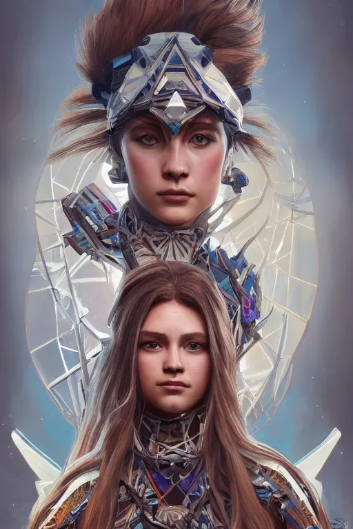 Image similar to symmetry!! portrait of sydney sweeny in the style of horizon zero dawn, machine face, intricate, elegant, highly detailed, digital painting, artstation, concept art, smooth, sharp focus, illustration, art by artgerm and greg rutkowski and alphonse mucha, 8 k