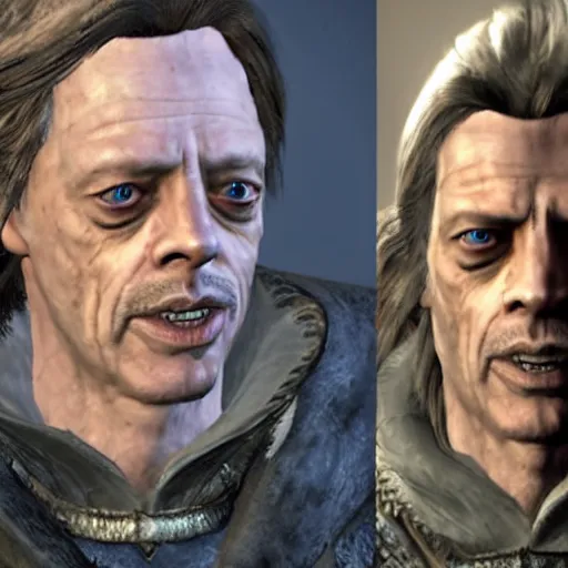 Prompt: Steve Buscemi in Skyrim