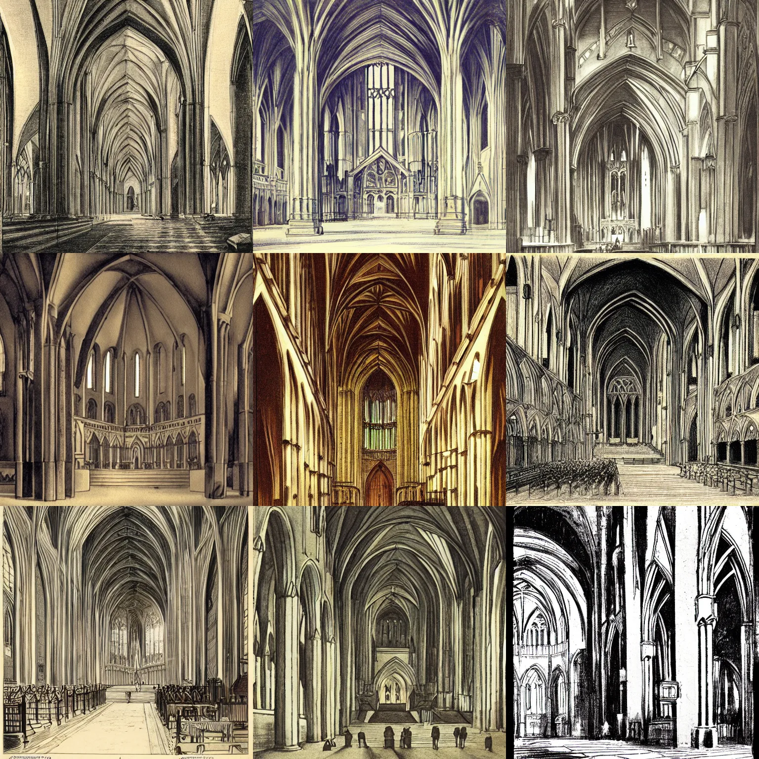 Prompt: cathedral interior illustrated by gerhardt