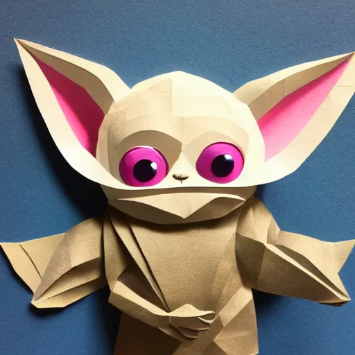 Image similar to cut paper sculpture of baby yoda