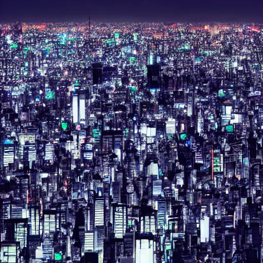 Prompt: tokyo cityscape like in ghost in the shell cartoon style