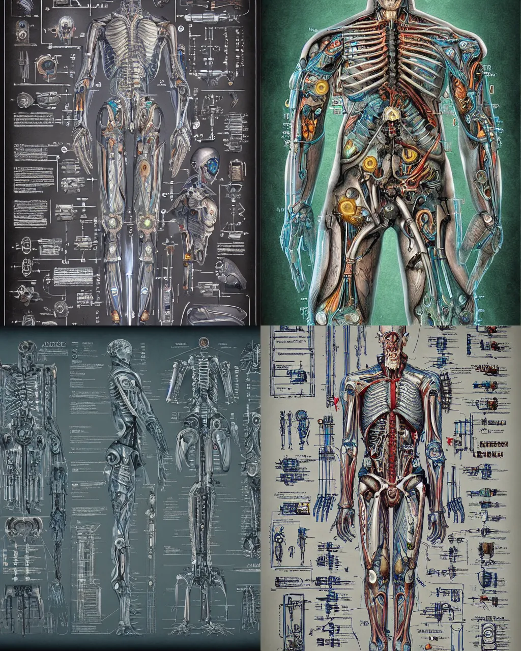 Prompt: Build-Your-Android parts list anatomical cyborg blueprint, fantasy illustrated blueprint detailed art by Tony Sart