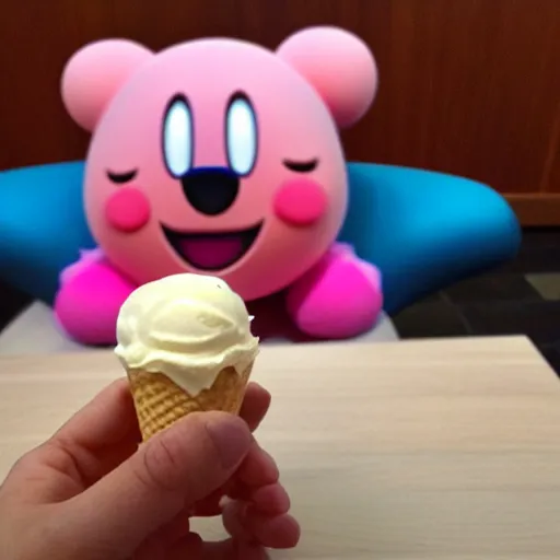 Image similar to kirby eating icecream