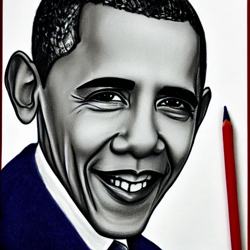 Prompt: Obama drawing, 5 year old child drawing, pencil drawing, Barack Obama