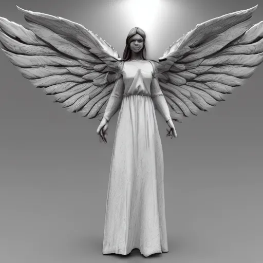 Image similar to biblically acurate angel, highly detailed, white, feathers, red, heavenly, dynamic lighting, 3 d rendering, blender, unreal engine, eyes, realistic.