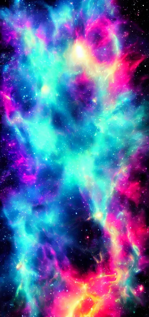 Image similar to Deep space scene nebula. Artgerm. psychedelic. neon colors