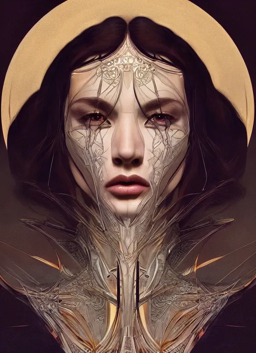 Prompt: symmetry!! beauty, machine parts embedded into face, intricate, elegant, highly detailed, digital painting, surrealistic, artstation, concept art, smooth, sharp focus, illustration, art by artgerm and greg rutkowski and alphonse mucha, 8 k