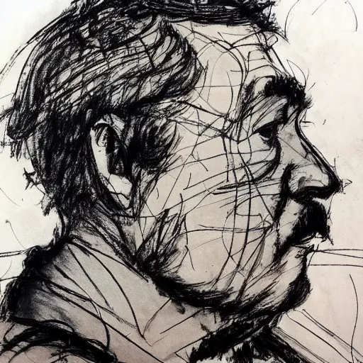Image similar to a realistic yet scraggly portrait sketch of the side profile of a stern and sophisticated james lee, trending on artstation, intricate details, in the style of frank auerbach, in the style of sergio aragones, in the style of martin ansin, in the style of david aja, in the style of mattias adolfsson
