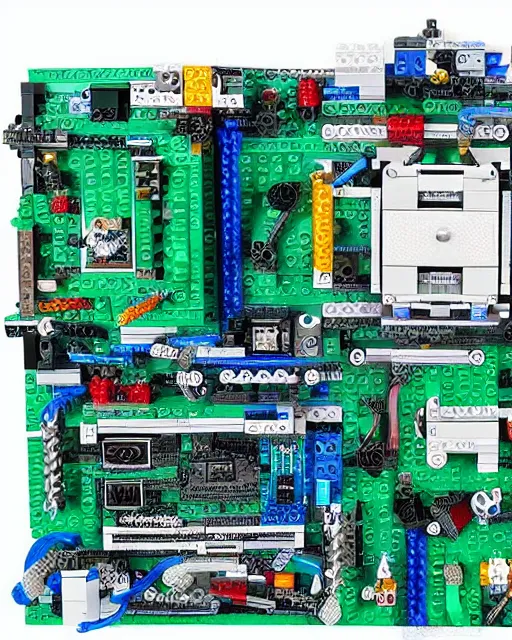 Image similar to lego set of a modern computer motherboard