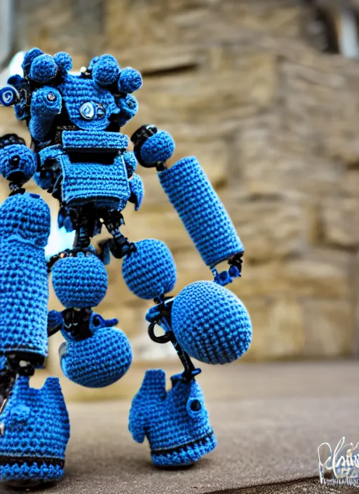 Image similar to a crochet mecha, very detailed, Sigma 30 mm f/1.4