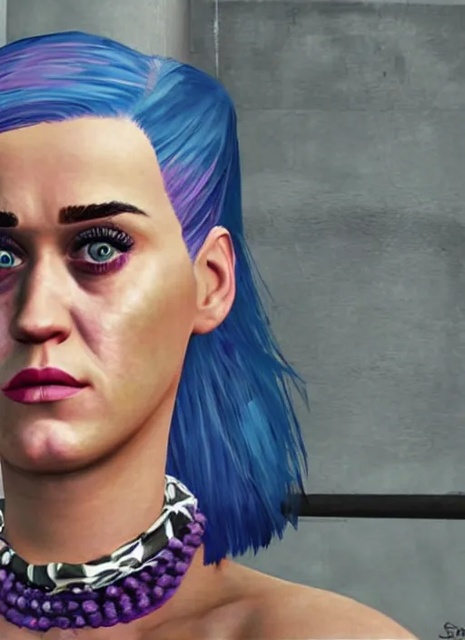 Image similar to Homeless portrait of Katy Perry, in GTA V, Stephen Bliss