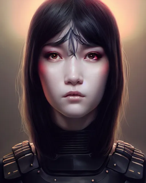 Image similar to face closup portrait view of pale skin beauty, full body armor, paint by ilya kuvshinov and ross tran and karol bak and stanley lau and anna dittmann and artgerm and xiaoguang sun and tian zi