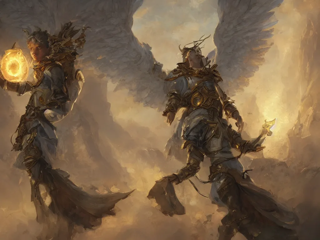 Image similar to an artificer angel in the baroque era, hearthstone art style, epic fantasy style art by Craig Mullins, fantasy epic digital art, epic fantasy card game art by Greg Rutkowski